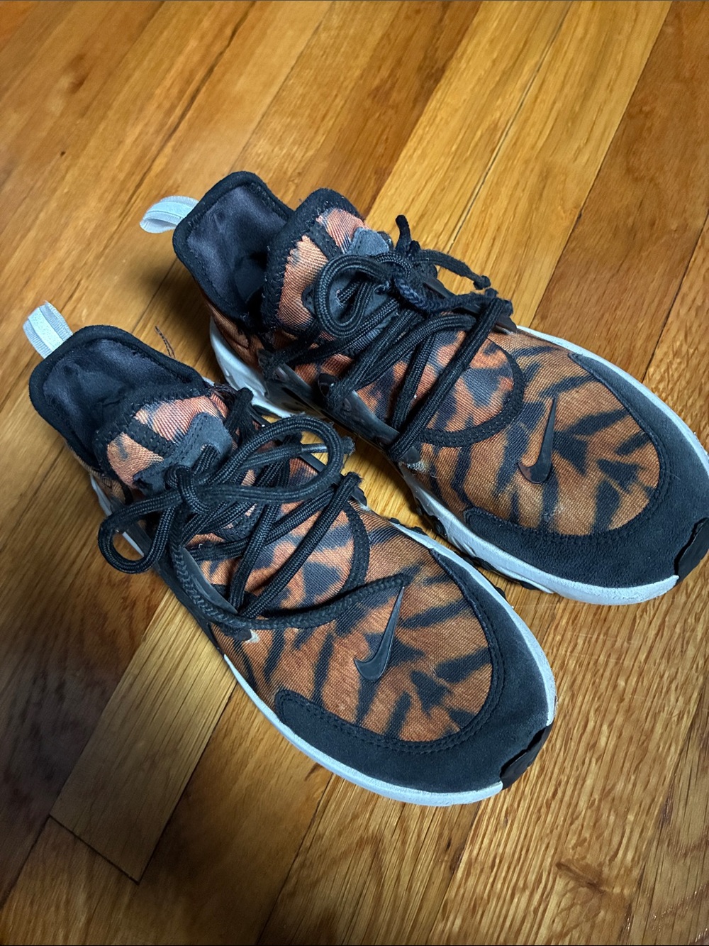 Kids Orange Tiger Print Nike React Presto Sneakers - Picture 2 of 6